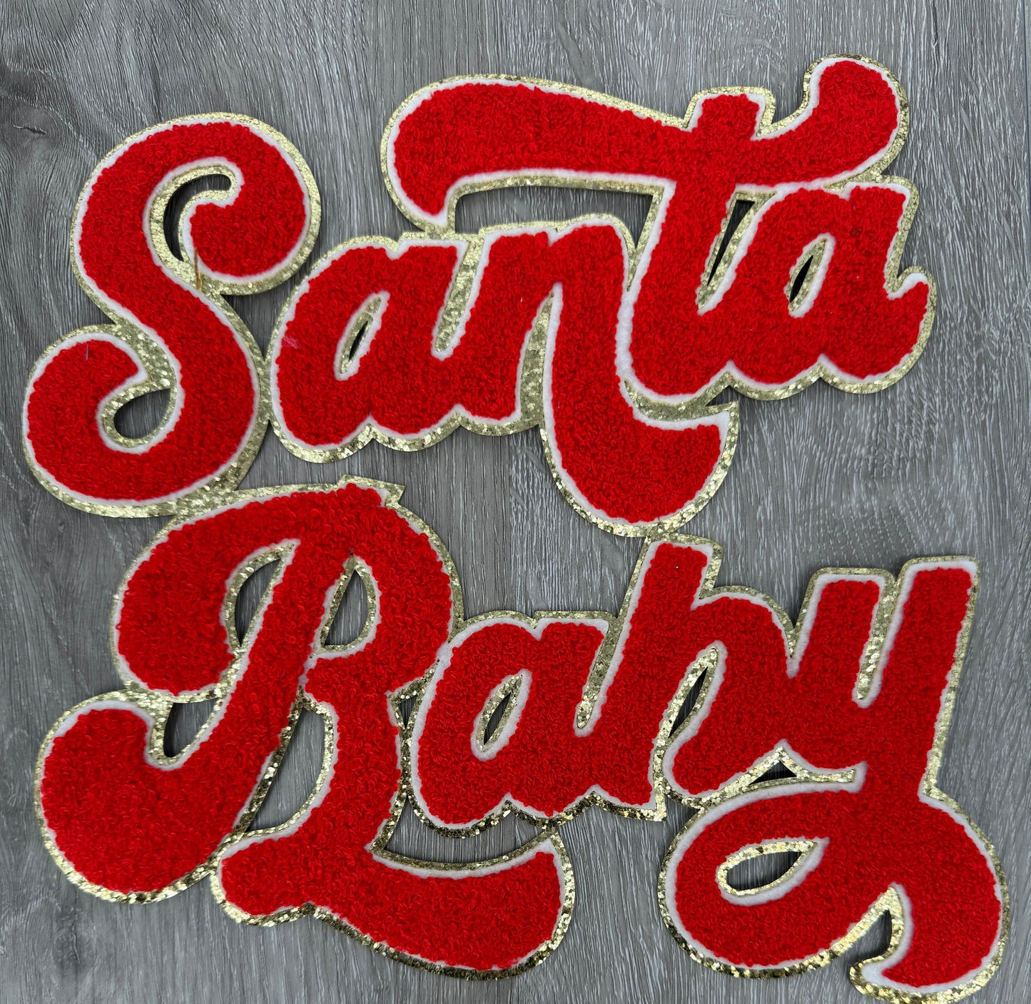 Chenille Patch Sweatshirt Santa Baby